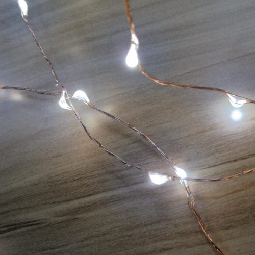 LED-es fényfüzér, 15,9 m / 160 db hidegfehér micro LED,  kül- és beltéri 