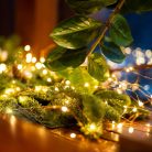 LED-es fényfüzér, 1,9 m / 20 db melegfehér micro LED, elemes, beltéri 