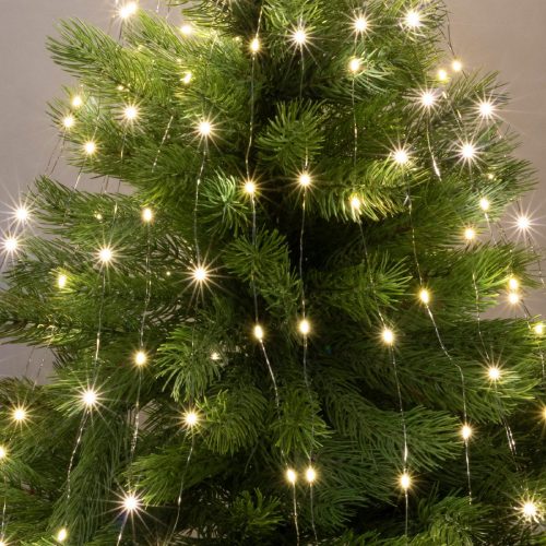 LED-es fényfüzér-köteg, 200 db melegfehér micro LED, 10 ágú, kül- és beltéri 