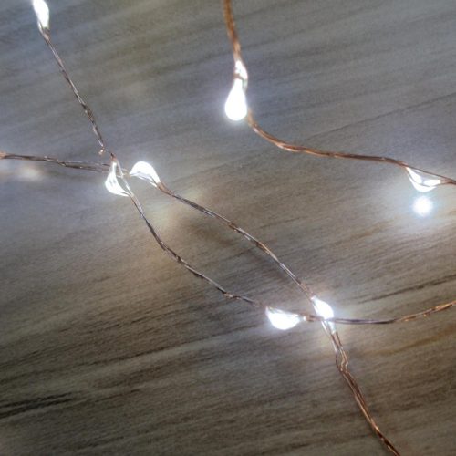 LED-es fényfüzér, 7,9 m / 80 db hidegfehér micro LED, kül- és beltéri 