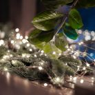 LED fényfüzér, beltéri , 20 db hidegfehér micro LED, 1,9 m füzérhossz, elemes