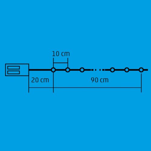 LED-es csillag fényfüzér, 0,9 m / 10 db melegfehér LED, elemes, beltéri