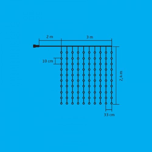 LED-es fényfüggöny, 3x2,4 m / 240 RGB micro LED, USB csatlakozó, beltéri kivitel