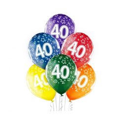   Colorful Happy Birthday 40 léggömb, lufi 6 db-os 12 inch (30cm)