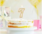 Arany csillámos 7-es Gold számgyertya, tortagyertya