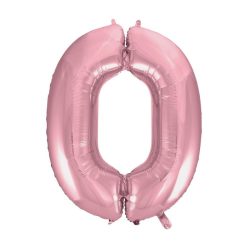 Light Pink, Rózsaszín 0-ás szám fólia lufi 92 cm