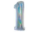 Ezüst Holographic 1-es szám fólia lufi 76 cm