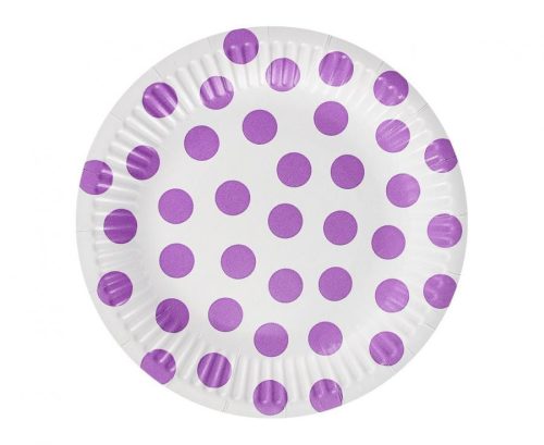 Pöttyös Lavender Polka Dots papírtányér 6 db-os 18 cm