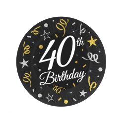 Happy Birthday 40 B&C papírtányér 6 db-os 18 cm