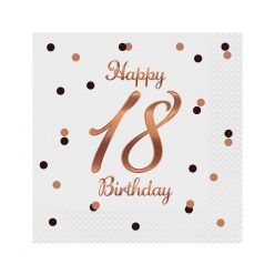 Happy Birthday 18 B&C White szalvéta 20 db-os 33x33 cm