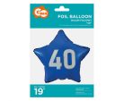 Kék Happy Birthday 40 Blue csillag fólia lufi 44 cm