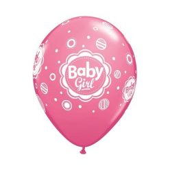 Baby Girl Pink Mix léggömb, lufi 6 db-os 11 inch (28 cm)