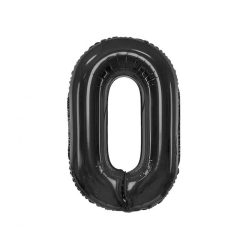 Fekete 0-ás B&C Matt Black szám fólia lufi 85 cm