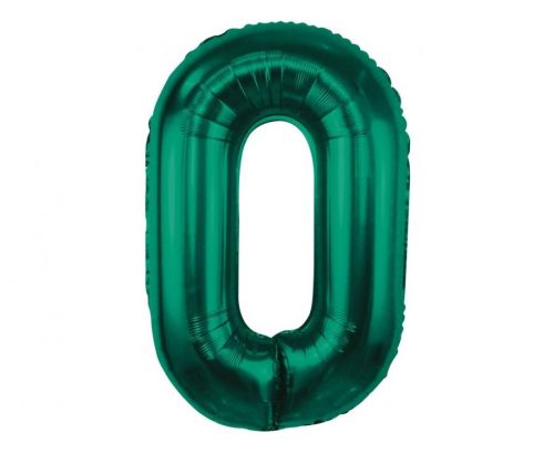 B&C Bottle Green, Zöld 0-ás szám fólia lufi 85 cm