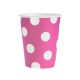 Magenta Polka Dots papír pohár 6 db-os 270 ml