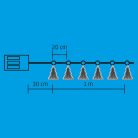 LED-es tükördísz fényfüzér, 1 m / 72 db hidegfehér LED
