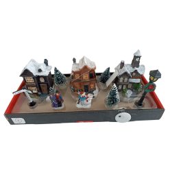 10 részes karácsonyi jelenet világító házikókkal - 2