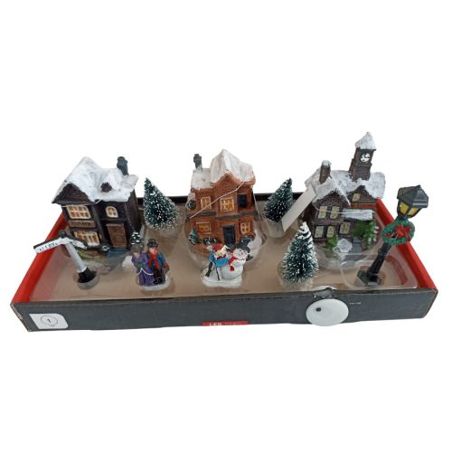 10 részes karácsonyi jelenet világító házikókkal - 2