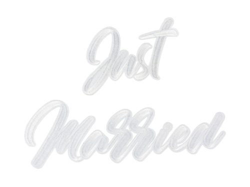 Vasalható tapasz Just Married, fehér, 30x18cm