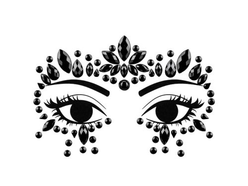 Face Decoration Crystals, Black, 15x9cm