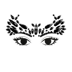Face Decoration Crystals, Black, 14.5x5.5cm