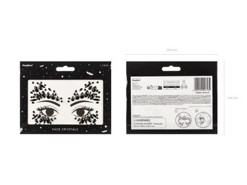 Arcdekorációs kristályok, fekete, 15x9cm