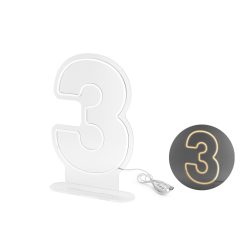 Neon LED - 3-as számjegy, fehér, 50 cm