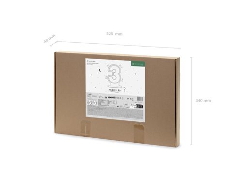 Neon LED - 3-as számjegy, fehér, 50 cm