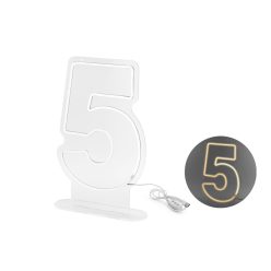 Neon LED - 5-ös számjegy, fehér, 50 cm