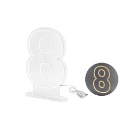 Neon LED - 8-as számjegy, fehér, 50 cm