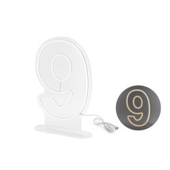 Neon LED - 9-es számjegy, fehér, 50 cm