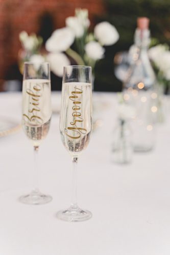 Üvegmatricák ''Bride & Groom'', arany (1 db / 2 db.)