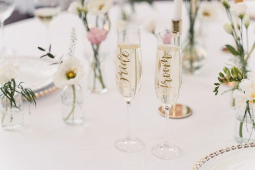 Üvegmatricák ''Bride & Groom'', arany (1 db / 2 db.)