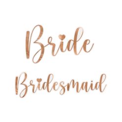   Üvegmatricák ''Bride & Bridesmaid'', rózsaszín arany (1 db / 6 db)