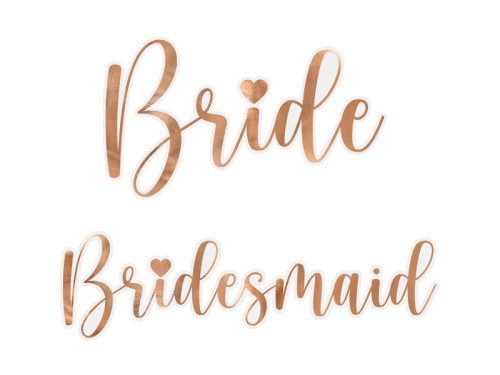 Üvegmatricák ''Bride & Bridesmaid'', rózsaszín arany (1 db / 6 db)