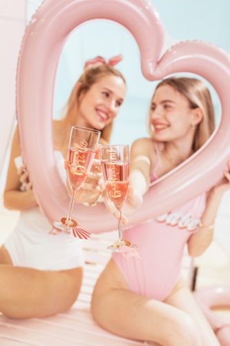 Üvegmatricák ''Bride & Bridesmaid'', rózsaszín arany (1 db / 6 db)