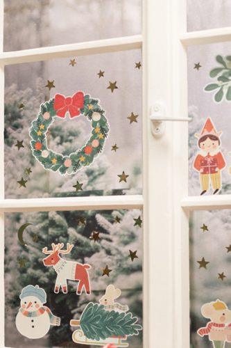 Window stickers Merry Christmas, mix (1 pkt / 4 pc.)