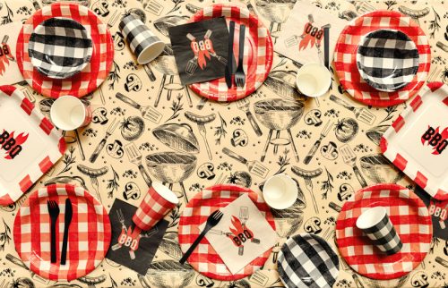 Papír asztalterítő grill mintával, 180x120 cm