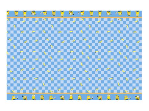 Minion mintás papírtányér, kék-sárga, 180x120 cm