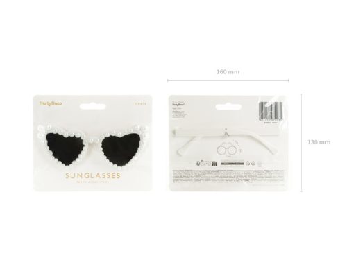 Szív alakú gyöngyszemüveg, fehér