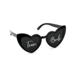 Szív alakú fekete Team Bride napszemüveg