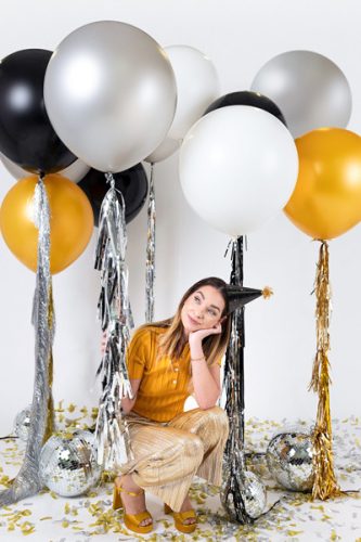 Kerek léggömb 1 m, fémes ezüst hó