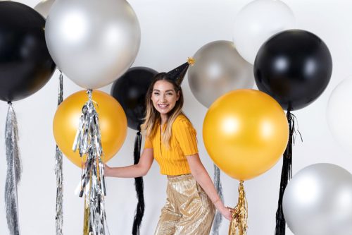 Kerek léggömb 1 m, fémes ezüst hó