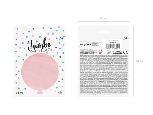 Kerek léggömb 60 cm, pasztell halvány rózsaszín