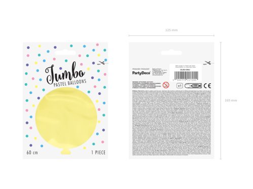 Kerek léggömb 60cm, pasztell világos sárga