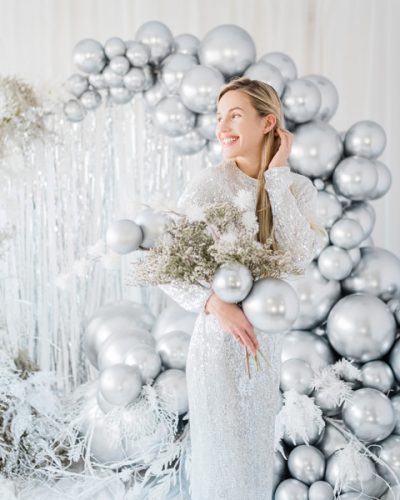 Kerek fényes léggömb 60cm, ezüst