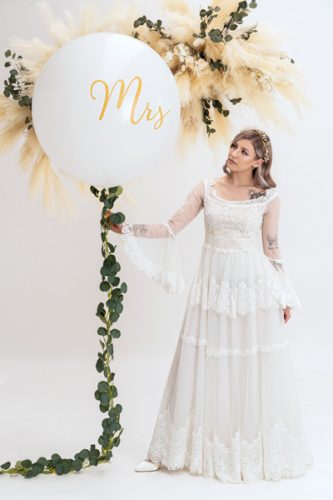 Óriás léggömb 1 m, Mrs, fehér