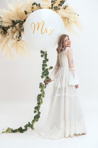 Óriás léggömb 1 m, Mrs, fehér