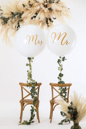 Óriás léggömb 1 m, Mrs, fehér