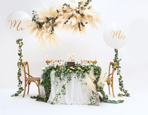 Óriás léggömb 1 m, Mrs, fehér